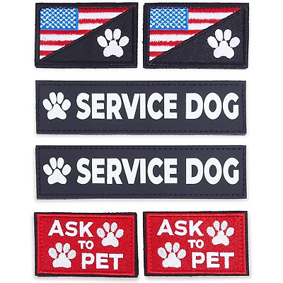 #ad 6 Pcs Embroidered Service Dog Patches Label Tag Training for Harness Collar Vest