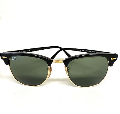 #ad Ray Ban RB 3016 W0365 Sunglasses Clubmaster Black amp; Gold w Green Lens 51mm $65.00