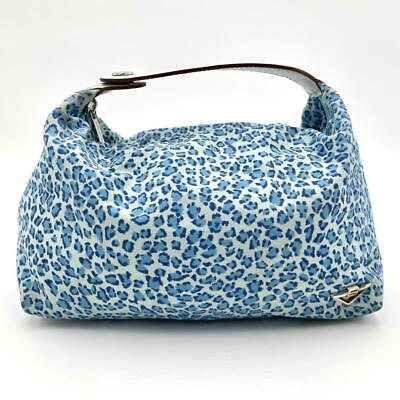 #ad Bottega Veneta Accessory Pouch Leopard Logo Hardware Handbag Blue 15 x 25cm