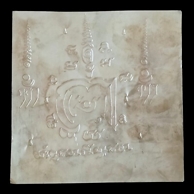 #ad White robe Arjan Tom Silver hand written wealth luck talisman script Thai Amulet
