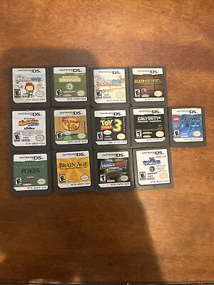 #ad LOT OF 13 NINTENDO DS GAMES TESTED Toy Story rockband Smurfs Call Duty Scribble