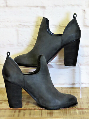 #ad NWOT Vince Camuto Bootie Women#x27;s Size 6.5 Grey Nubuck Slip On Block Heel Shoes