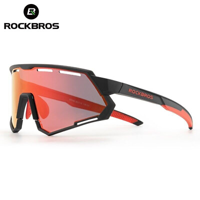 #ad New ROCKBROS Dual Lens Cycling Sunglasses Polarized Glasses Photochromic Goggles