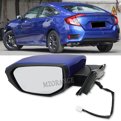 #ad Driver Side Mirror Manual Fold Blue Replacement For Honda Civic 2016 2020 2021