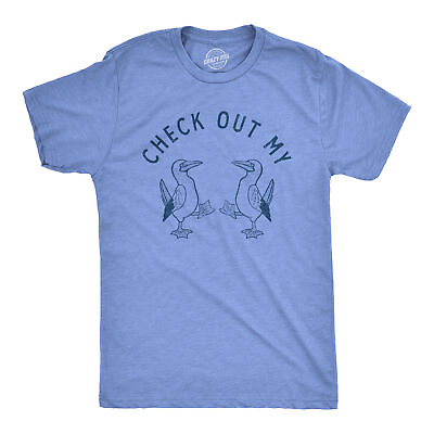 #ad Mens Check Out My Boobies T Shirt Funny Sarcastic Blue Footed Boobies Novelty