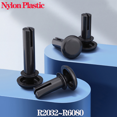 #ad Plastic Nylon Black Fastener Rivets Push Pin Clips For Substrates PC Board Etc