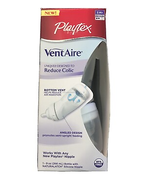 #ad NIB Playtex VentAire Infant Bottle Naturalatch Silicone Nipple 9 oz Med Flow 3 M