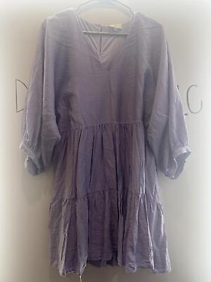 #ad Entro Dress Womens Size L Short Ruffle V Neck Light Purple Lavender Large