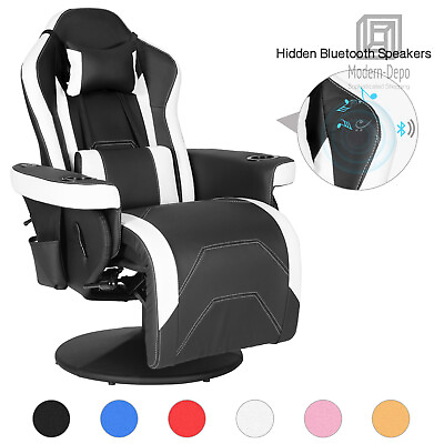 #ad Ergonomic Gaming Chair Bluetooth Speakers Footrest Office Massage Swivel Chair
