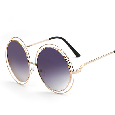 #ad New Retro Oversized Glasses Women#x27;s Big Circle Metal Resin Lens Party Sunglasses