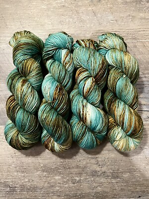 #ad Hand dyed Yarn VERDIGRIS Color Copper bronze turquoise knitting gift. Beautiful