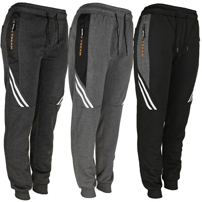 #ad Men#x27;s Fashion Joggers Draw String Sports Sweat Pants Striped Zipper Pockets
