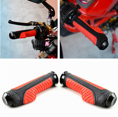 #ad New Motorcycle Modified 7 8quot; 1quot; Handlebar Hand Grips Gel Rubber CNC Aluminum