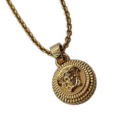 #ad Versace Medusa Biggie Pendant Necklace Gold Authentic