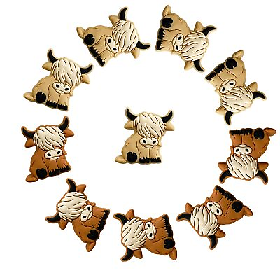 #ad 10PCS Silicone Cartoon Cow Beads Animal Shaped Beads Silicone Beads Bulk Sil...