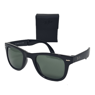 #ad Ray Ban Wayfarer Folding Gloss Back Green Classic G 15 Sunglasses RB4105 601 50