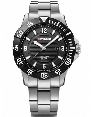 #ad Wenger Men#x27;s Swiss Made Divers Watch 200 M 20 ATM Date Indicator 01.0641.131