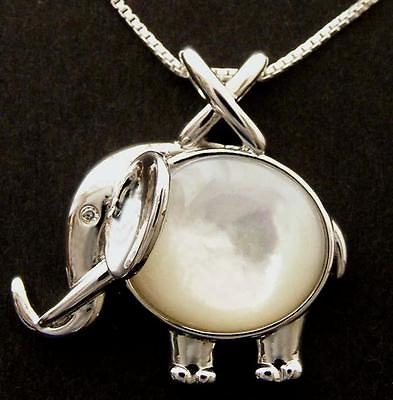 #ad New .925 Sterling Silver Elephant Pendant Necklace