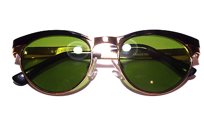 #ad Spitfire London Women#x27;s Celluloid 3 Gold Black Enamel Sunglasses NWOT 135