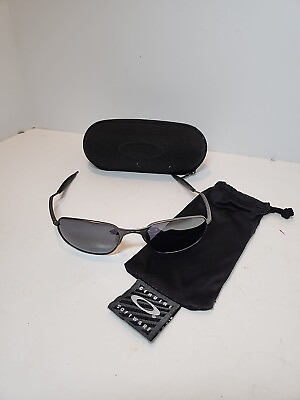 #ad OAKLEY WHISKER Sunglasses Black Frames w Black Plutonite Polarized Lenses RARE