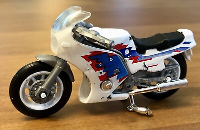 #ad Yatming Sport Bike Motorcycle White w Fairing # 1336 About 1:26 Scale Red Blue