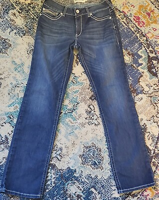 #ad Ariat Womens R.E.A.L Mid Rise Stretch Entwined Bootcut Jeans 10017510 Size 32L
