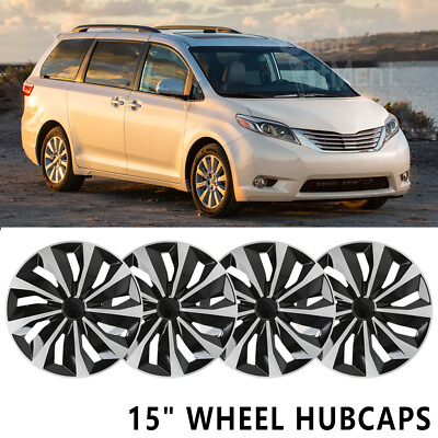 #ad 4PCS 15quot; inch Hubcaps Wheel Rim Cover Set Steel Snap On For Toyota Sienna LE CE