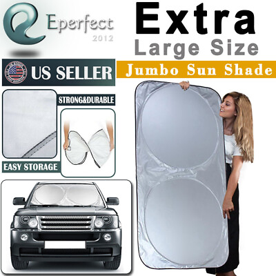 #ad Folding Jumbo Front Rear Car Window Sun Shade Auto Visor Windshield Block Cover