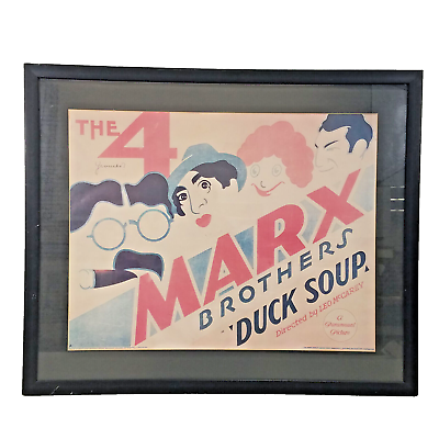 #ad Vintage 1933 Duck Soup The 4 Marx Brothers Movie Poster 28 x 23.5 Framed
