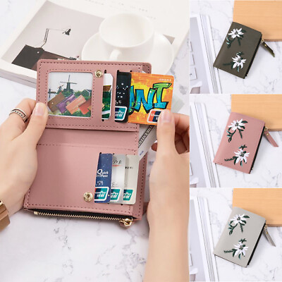 #ad Women Bifold Wallet Short Pocket Embroidered Floral Card Holder Small Purse Bag