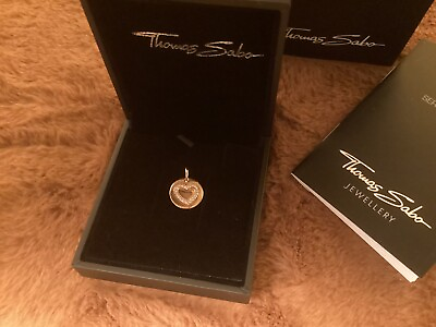 #ad THOMAS SABO Rose Gold Plated Sabo Sterling Silver Heart Disc Pendant