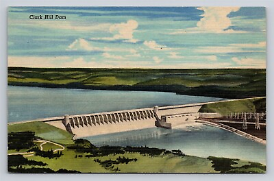 #ad Clark Hill Dam in Clarks Hill South Carolina SC Vintage Postcard Savannah River