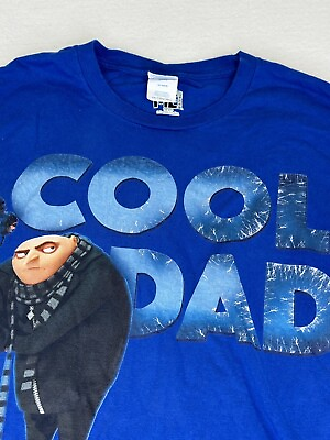 #ad Despicable Me Minion Made Men#x27;s T Shirt Blue quot;Cool Dadquot; Spellout 2XL SS
