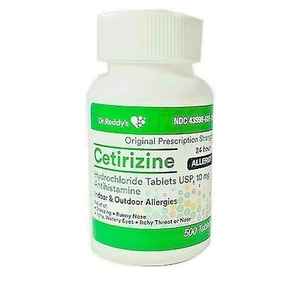 #ad Dr Reddys Cetirizine HCL 10mg Tab Antihistamine 500ct Allergy Relief 9 26
