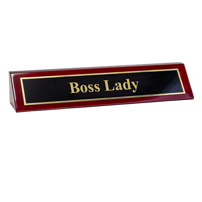 #ad Piano Finished Rosewood Novelty Desk Name Plate #x27;Boss Lady#x27; 2 x 8quot;