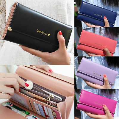 #ad Womens Clutch Leather Wallet Long Card Holder Phone Bag Case Purse lady Handbags