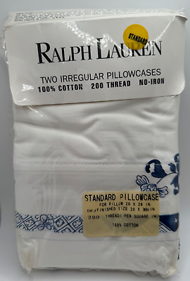 #ad Ralph Lauren Porcelain Blue Medallion Two Standard Pillowcases Irregular
