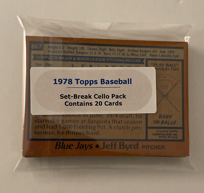#ad 1978 Topps Baseball Complete Set Break Cello Pack MLB Vintage Lot EX NM MT 20ct