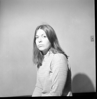 #ad Vintage Negative Bamp;W Med Format 1970#x27;s Yearbook Photo Teen Girl Long Hair #950 $6.50
