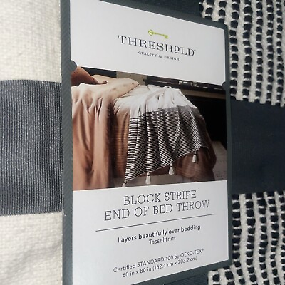 #ad Threshold Woven Stripe End Of Bed Throw 60x86 Inches. NWT 👌🏼
