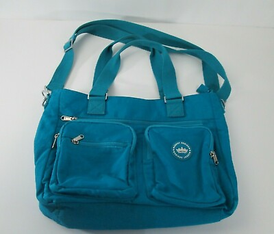 #ad Crest Design Nylon Turquoise Blue Shoulder Bag Travel Work Laptop Carry On