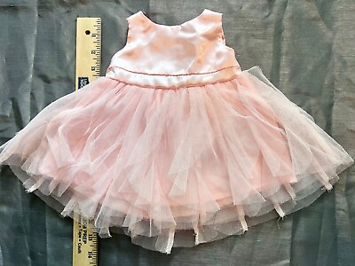 #ad Newborn Reborn Pink Tulle Netting Satin Baby Dress 0 3 mo Vintage Doll 13.5” L