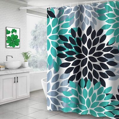 #ad Turquoise Shower Curtain for Bathroom Waterproof Polyester Fabric Dahlia Flor...