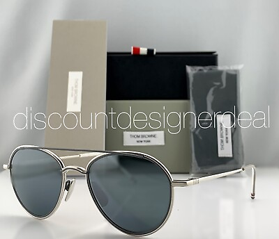 #ad Thom Browne Sunglasses TB 109 B T SLV GRY Silver Gray Frame Silver Mirrored Lens