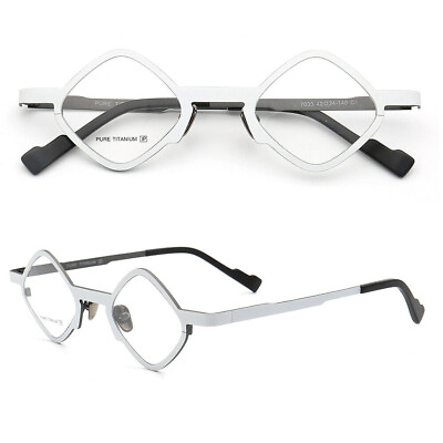#ad Pure Titanium Diamond Shaped Retro Eyeglasses Square Glasses Frames Mens Womens