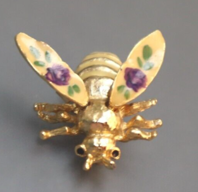 #ad Vintage Bee Trembler brooch Enamel Flower Wings en Tremblant Pin