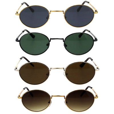#ad Mens Oval Round Metal Rim 90s Narrow Pimp Sunglasses