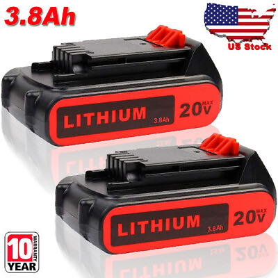 #ad 2Pack 20V Lithium ion Battery for BLACKDECKER 20 Volt LBXR20 LBX20 LB20 3800mAh