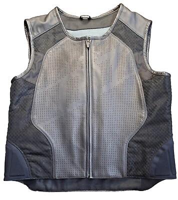 #ad EUC Icon Leather Hypersport Stripped Vest W D30 Impact Protection Men#x27;s Size M