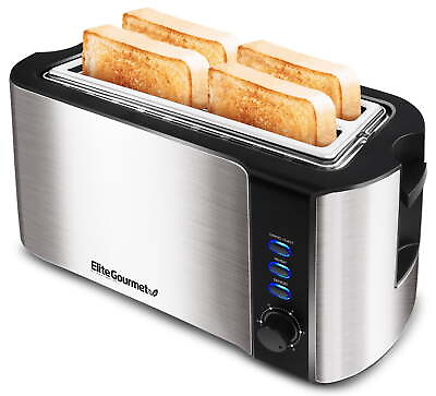 #ad ECT 3100 New Stainless Steel 4 Slice Long Slot Toaster